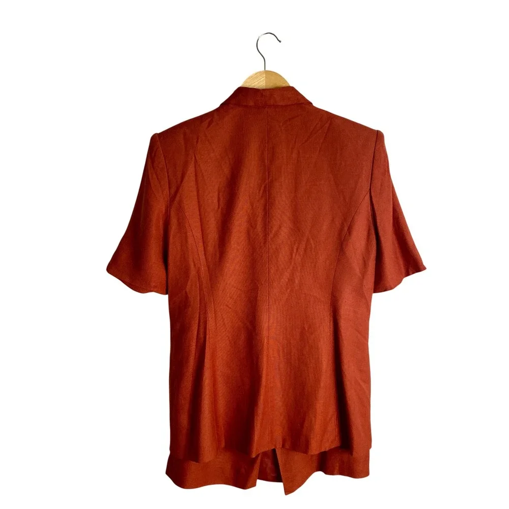 Vintage Liz Claiborne Rust Lace Up Corset Short Sleeve Skirt Suit Set Cottage